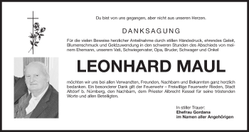 Traueranzeige von Leonhard Maul von Der Bote