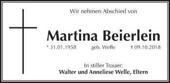 Traueranzeige von Martina Beierlein von Pegnitz-Zeitung
