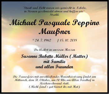 Traueranzeige von Michael Pasquale Peppino Maußner von Hersbrucker Zeitung