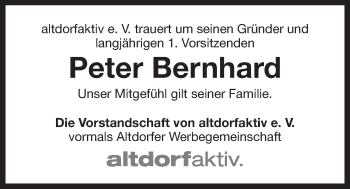 Traueranzeige von Peter Bernhard von Der Bote