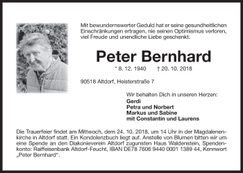 Traueranzeige von Peter Bernhard von Der Bote