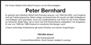 Traueranzeige von Peter Bernhard von Der Bote