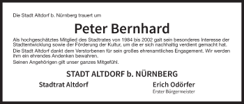 Traueranzeige von Peter Bernhard von Der Bote