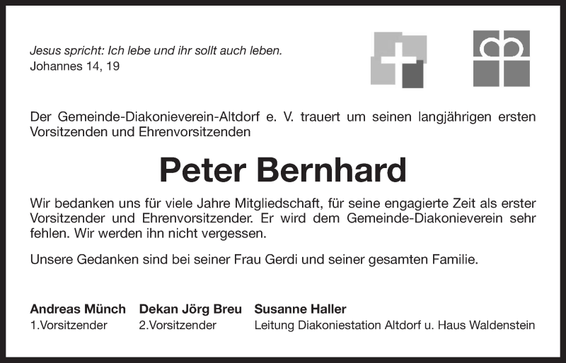  Traueranzeige für Peter Bernhard vom 24.10.2018 aus Der Bote