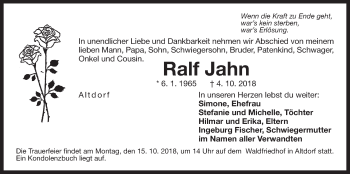 Traueranzeige von Ralf Jahn von Der Bote