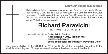 Traueranzeige von Richard Paravicini von Der Bote