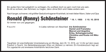 Traueranzeige von Ronald Schönsteiner von Der Bote