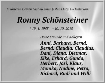 Traueranzeige von Ronny Schönsteiner von Der Bote