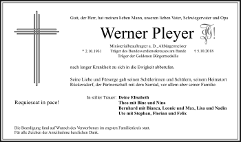 Traueranzeige von Werner Pleyer von Pegnitz-Zeitung