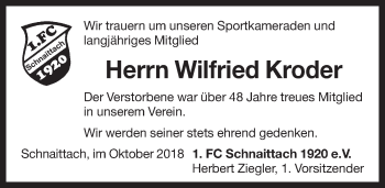 Traueranzeige von Wilfried Kroder von Pegnitz-Zeitung