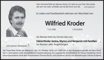 Traueranzeige von Wilfried Kroder von Pegnitz-Zeitung