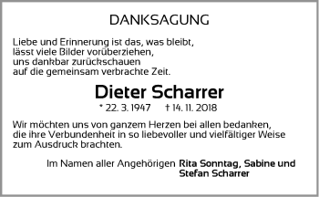 Traueranzeige von Dieter Scharrer von Pegnitz-Zeitung