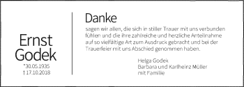 Traueranzeige von Ernst Godek von Hersbrucker Zeitung