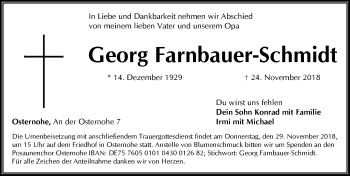 Traueranzeige von Georg Farnbauer-Schmidt von Pegnitz-Zeitung