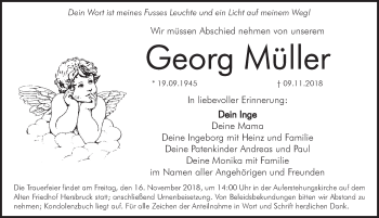 Traueranzeige von Georg Müller von Hersbrucker Zeitung