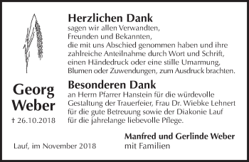 Traueranzeige von Georg Weber von Pegnitz-Zeitung