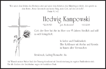 Traueranzeige von Hedwig Kampowski von Hersbrucker Zeitung