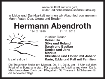 Traueranzeige von Hermann Abendroth von Der Bote