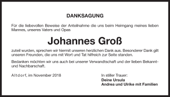 Traueranzeige von Johannes Groß von Der Bote
