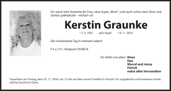 Traueranzeige von Kerstin Graunke von Der Bote