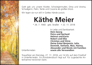Traueranzeige von Käthe Meier von Der Bote