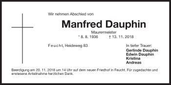 Traueranzeige von Manfred Dauphin von Der Bote