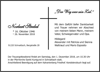Traueranzeige von Norbert Strebel von Pegnitz-Zeitung