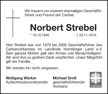 Traueranzeige von Norbert Strebel von Pegnitz-Zeitung