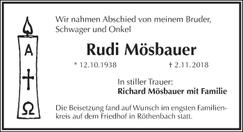Traueranzeige von Rudi Mösbauer von Pegnitz-Zeitung