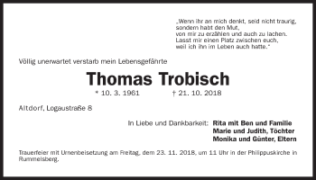 Traueranzeige von Thomas Trobisch von Der Bote