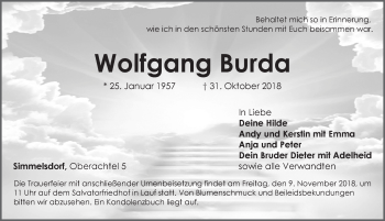 Traueranzeige von Wolfgang Burda von Pegnitz-Zeitung