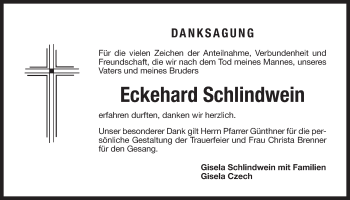 Traueranzeige von Eckehard Schlindwein von Der Bote