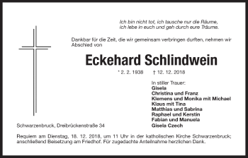 Traueranzeige von Eckehard Schlindwein von Der Bote