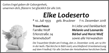 Traueranzeige von Elke Lodeserto von Pegnitz-Zeitung