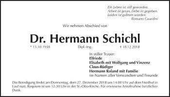 Traueranzeige von Hermann Schichl von Pegnitz-Zeitung