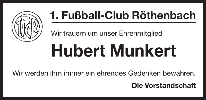  Traueranzeige für Hubert Munkert vom 04.12.2018 aus Pegnitz-Zeitung