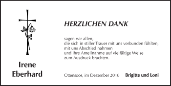 Traueranzeige von Irene Eberhard von Pegnitz-Zeitung