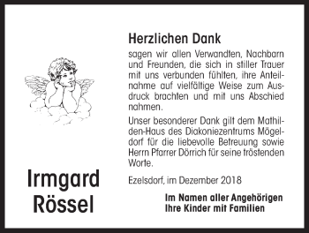 Traueranzeige von Irmgard Rössel von Der Bote