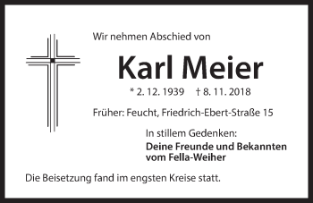 Traueranzeige von Karl Meier von Der Bote