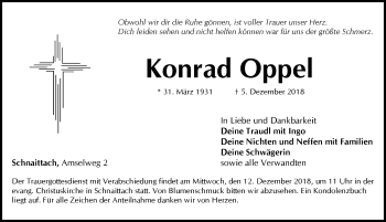 Traueranzeige von Konrad Oppel von Pegnitz-Zeitung