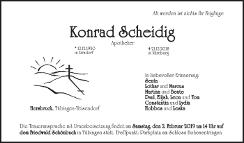 Traueranzeige von Konrad Scheidig von Hersbrucker Zeitung