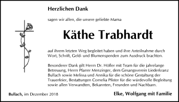 Traueranzeige von Käthe Trabhardt von Pegnitz-Zeitung
