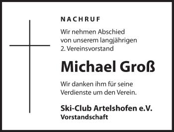 Traueranzeige von Michael Groß von Hersbrucker Zeitung
