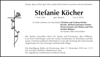 Traueranzeige von Stefanie Köcher von Pegnitz-Zeitung