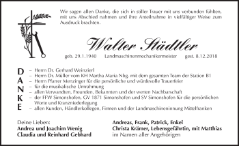 Traueranzeige von Walter Städtler von Pegnitz-Zeitung