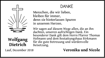 Traueranzeige von Wolfgang Dietrich von Pegnitz-Zeitung