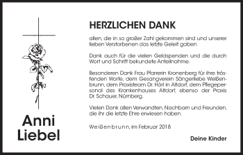 Traueranzeige von Anni Liebel von Der Bote