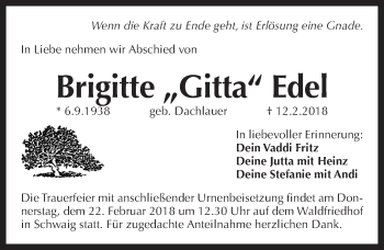 Traueranzeige von Brigitte Edel von Pegnitz-Zeitung