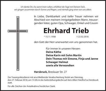 Traueranzeige von Ehrhard Trieb von Hersbrucker Zeitung