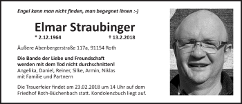 Traueranzeige von Elmar Straubinger von Pegnitz-Zeitung